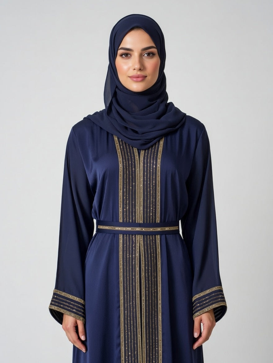 LUXE DEEP NAVY BLUE ABAYA