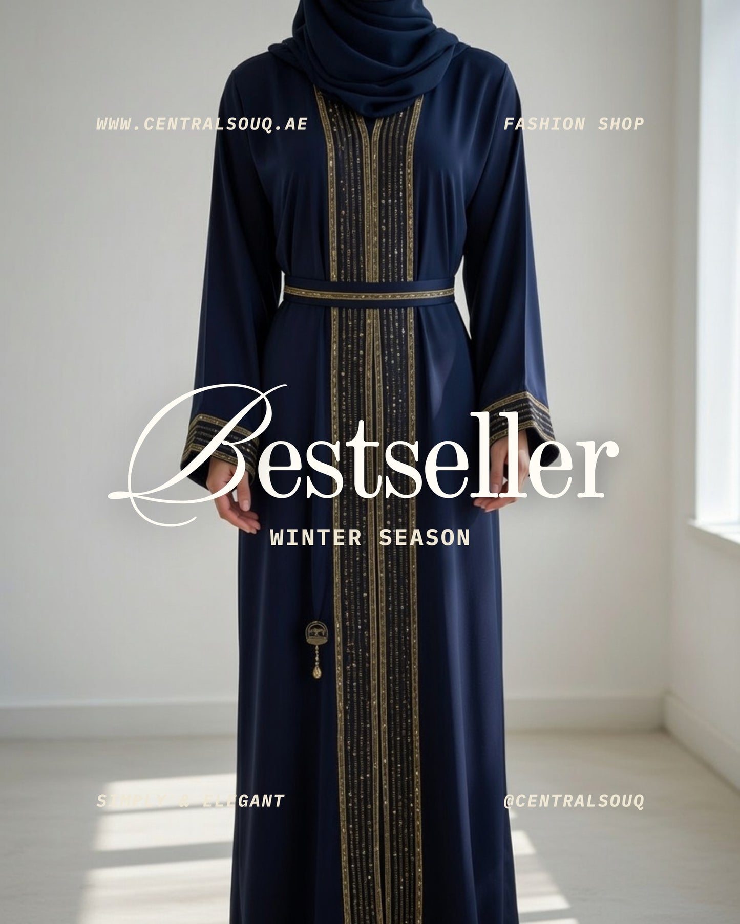 LUXE DEEP NAVY BLUE ABAYA