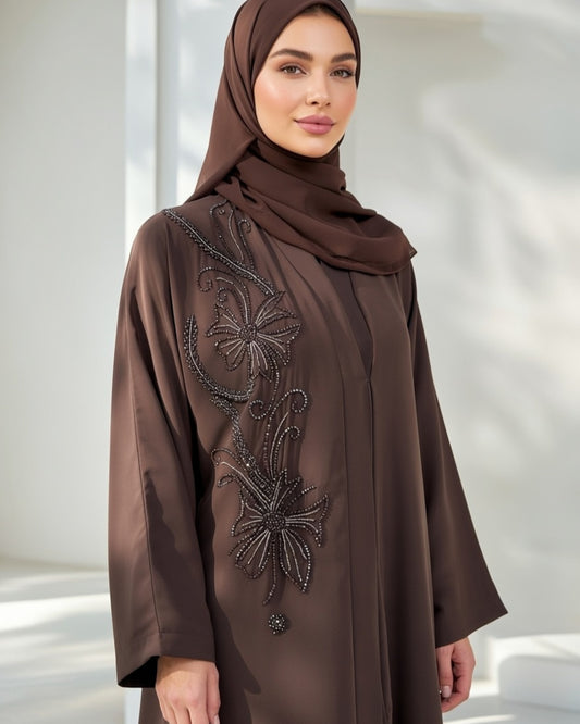 CENTRALSOUQ'S MAUVE HANDCRAFTED ABAYA