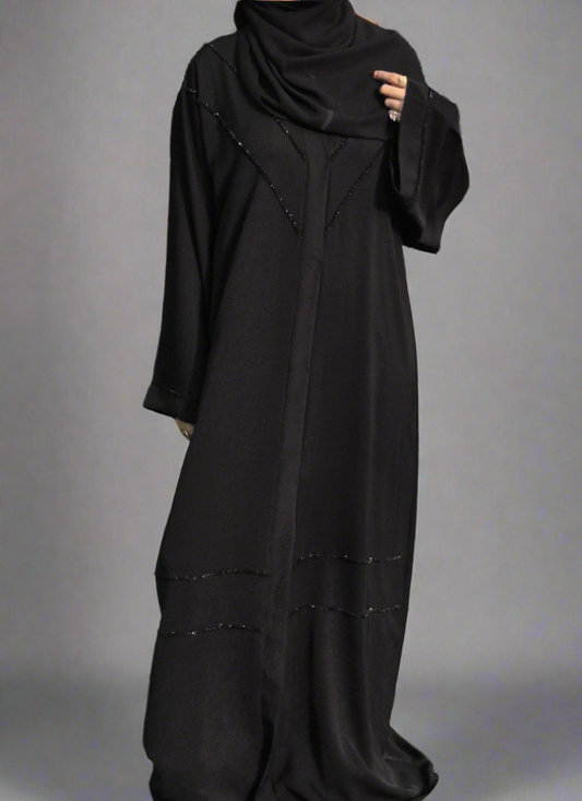 Noir Élan - Handcrafted Black Abaya in Premium Korean Nida