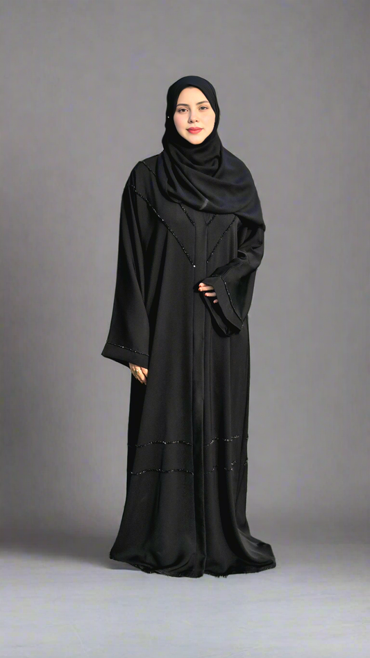 Noir Élan - Handcrafted Black Abaya in Premium Korean Nida